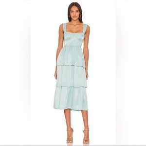 WeWoreWhat Corset Ruffle Midi Dress in Blue
